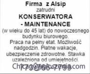 Firma z Alsip zatrudni konserwatora-maintenance