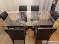 Dining glass table with 6 chairs