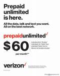 Promocja! Bez kontraktu, nieograniczony plan z VERIZON tylko za $60.
